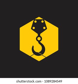 cranes hook hexagonal hive design logo vector
