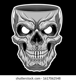 Craniotomy. Highly detailed vector illustration of a skull in which part of the bone is removed. Vector illustration.