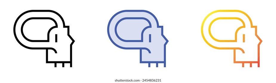 cranium icon. Linear, Blue Fill and Gradient Style Design Isolated On White Background