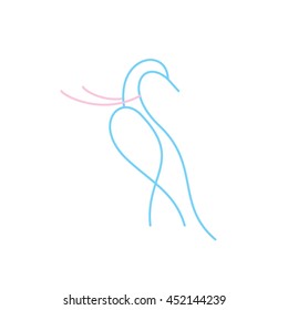 crank bird in line style abstract logo vector