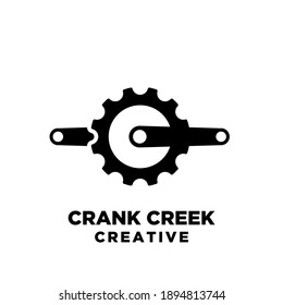 crank creek cycle creative sport bike vector logo icon illustration design isolated background