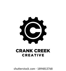 crank creek cycle creative sport bike with initial letter c vector logo icon illustration design isolated background