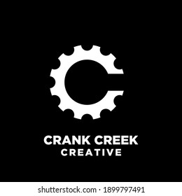 crank creek cycle creative sport bike with initial letter c vector logo icon illustration design isolated background