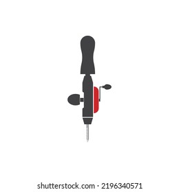 Crank Drill Icon Vector Illustration Template Design.