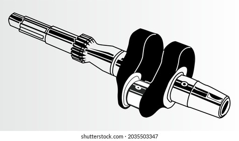 Crankshaft assembly, Engine pistons outline. Vector rendering of 3d. The layers of visible and invisible lines are separated
