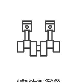 Crankshaft line icon, outline vector sign, linear style pictogram isolated on white. Symbol, logo illustration. Editable stroke