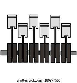 crankshaft, piston, engine, car, parts, vector illustration