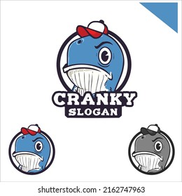 Cranky brat whale illustration inside circle