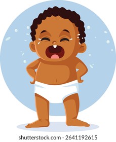 
Cranky Crying Upset Baby Vector Cartoon Character. Unhappy sad little infant demanding attention of its needs 