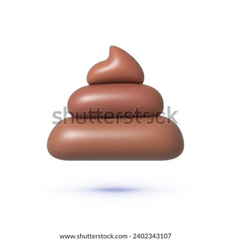 Crap 3d in cartoon style on whiet background. 3D Pile of Shit Isolated on White. Render Stinking Poo Icon. Smelling Fecal. Vector Illustration