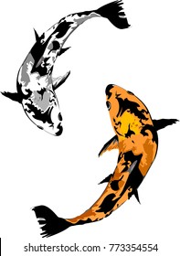 Crap fish or Koi is group of the colored variants of the Amur carp. Vector illustrator isolated on with background.