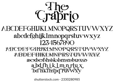 The crapio is alphabet modern serif font
