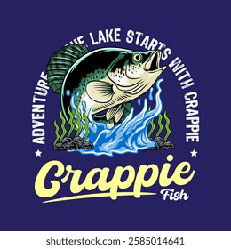 Crappie Fish Logotype Cartoon Illustration for sticker badge emblem t-shirt banner invitation