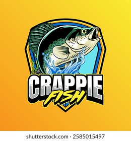 Crappie Fish Logotype in Cartoon Illustration for sticker badge emblem t-shirt banner invitation