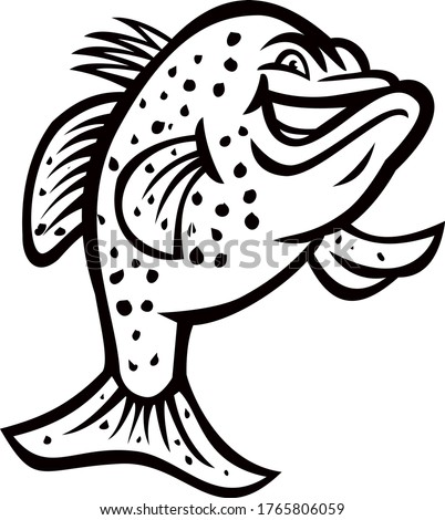 Crappie Fish Standing Up Mascot Black and White Stock photo © 