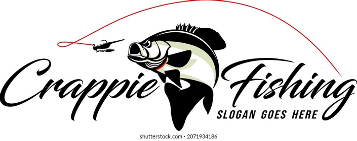 Crappie Fishing Logo, Unique and Fresh Crappy Fish Jumping out of the water. Great to use as your Crappie fishing Activity. 