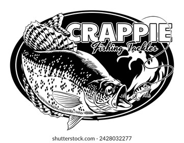 Crappie Fishing Shirt Design Badge in Vintage Style