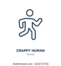 crappy human icon from feelings collection. Thin linear crappy human, cold, confused outline icon isolated on white background. Line vector crappy human sign, symbol for web and mobile