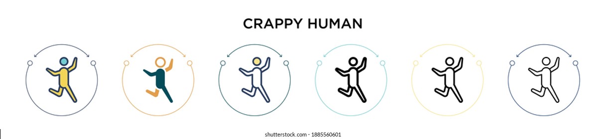 Crappy human icon in filled, thin line, outline and stroke style. Vector illustration of two colored and black crappy human vector icons designs can be used for mobile, ui, web