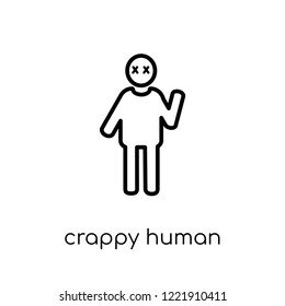 crappy human icon. Trendy modern flat linear vector crappy human icon on white background from thin line Feelings collection, editable outline stroke vector illustration
