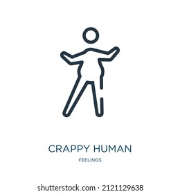 crappy human thin line icon. cold, man linear icons from feelings concept isolated outline sign. Vector illustration symbol element for web design and apps.