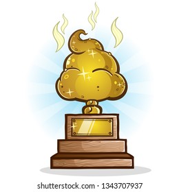 A Crappy Poop Trophy For A Last Place Award With Smelly Gas Fumes