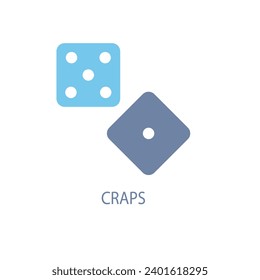 icono de línea de concepto de craps. Ilustración de elemento simple. diseño de símbolos de contorno de concepto craps.