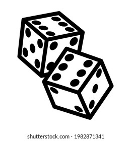 Craps Dice Icon. Editable Bold Outline Design. Vector Illustration.