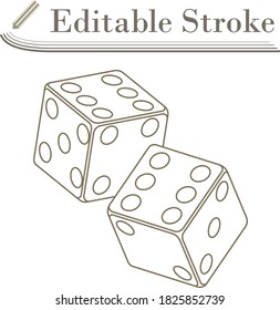 Craps Dice Icon. Editable Stroke Simple Design. Vector Illustration.