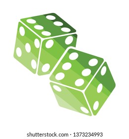 Craps dice icon. Flat color design. Vector illustration.