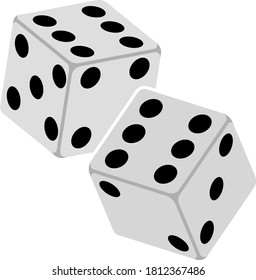 Craps Dice Icon. Flat Color Design. Vector Illustration.