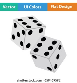 Craps dice icon. Flat color design. Vector illustration.