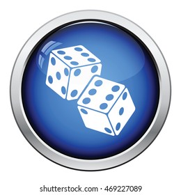 Craps dice icon. Glossy button design. Vector illustration.