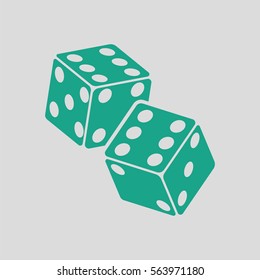 Craps dice icon. Gray background with green. Vector illustration.