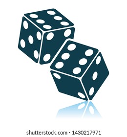 Craps Dice Icon. Shadow Reflection Design. Vector Illustration.