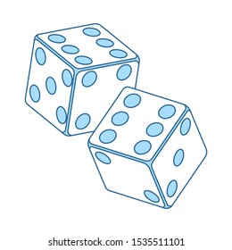 Craps Dice Icon. Thin Line With Blue Fill Design. Vector Illustration.