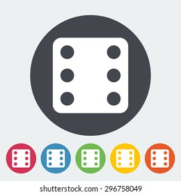Craps. Single flat icon on colored circle buttons. Vector illustration.