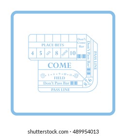 Craps table icon. Blue frame design. Vector illustration.