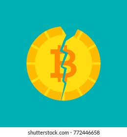 Crash Bitcoin Concept. Vector Illustration with Financial Crash. 