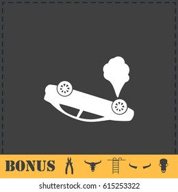 Crash car icon flat. Simple vector symbol and bonus icon