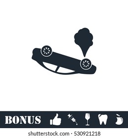 Crash car icon flat. Vector illustration symbol and bonus pictogram