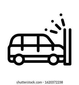 Crash Car Wall Icon Vector. Outline Crash Car Wall Sign. Isolated Contour Symbol Illustration