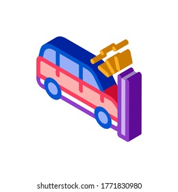 Vector de iconos del paro del coche de choque. Signo de paro de coche de choque isométrico. ilustración de símbolo aislado de color