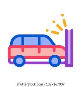 Vector de iconos del paro del coche de choque. Signo de paro de carro de bloqueo de contorno. Ilustración de símbolo de contorno aislado