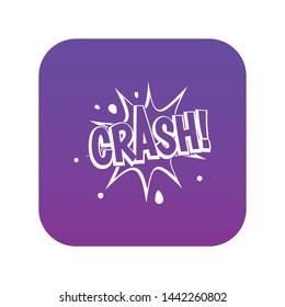 Crash explosion icon digital purple for any design isolated on white vector illustration