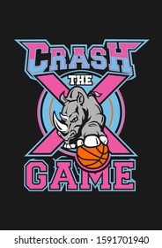 crash the game humor rhino play basketball