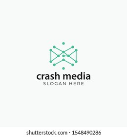 crash media logo vector concept for business, shop, corporate, web, with simple styles
