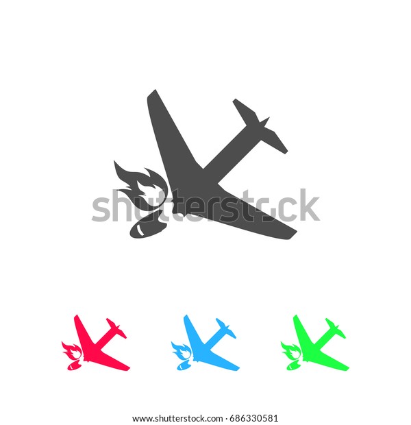 Crash plane icon\
flat. Color pictogram on white background. Vector illustration\
symbol and bonus icons
