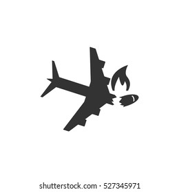 Crash Plane Icon Flat. Illustration Isolated Vector Sign Symbol