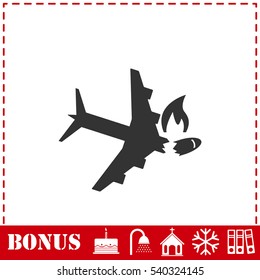 Crash Plane Icon Flat. Simple Vector Symbol And Bonus Icon